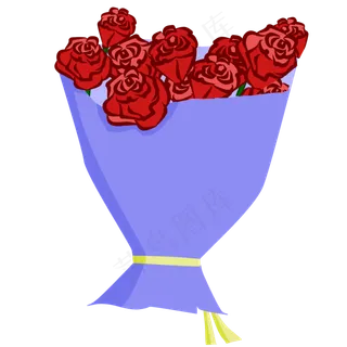 手绘蓝色包装玫瑰花花束