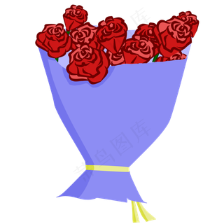 手绘蓝色包装玫瑰花花束