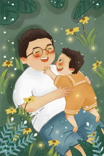 感恩父亲节父子绿色系 感恩父亲节父子绿色系