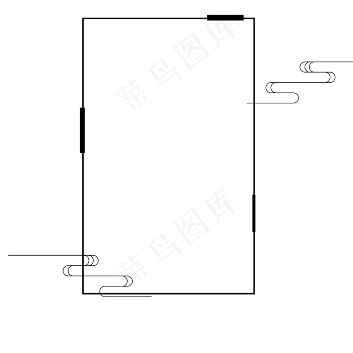水彩线条黑色长方形(2000X2000(DPI:300))psd模版下载