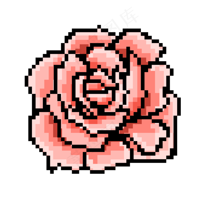 玫瑰花朵像素画(2000X2000(DPI:350))psd模版下载