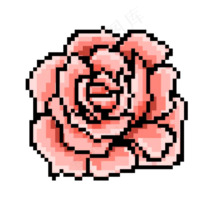 玫瑰花朵像素画(2000X2000(DPI:350))psd模版下载