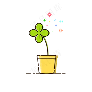 手绘矢量MBE四叶草植物,免抠元素