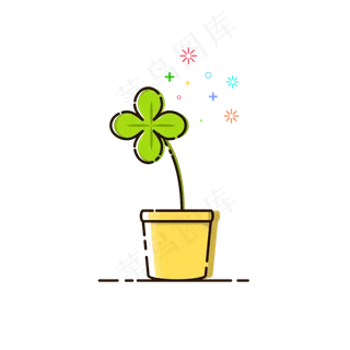 手绘矢量MBE四叶草植物,免抠元素