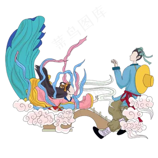 七夕国潮风矢量图