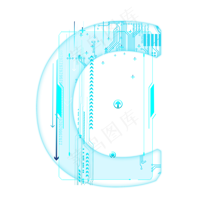 蓝色科技线条PSD字母C