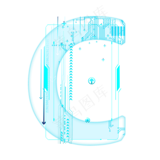 蓝色科技线条PSD字母C