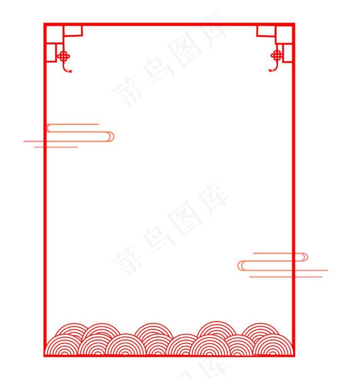 中国风传统方形圈环底纹祥云边框,免抠元素