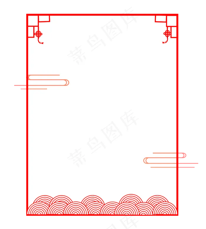 中国风传统方形圈环底纹祥云边框,免抠元素