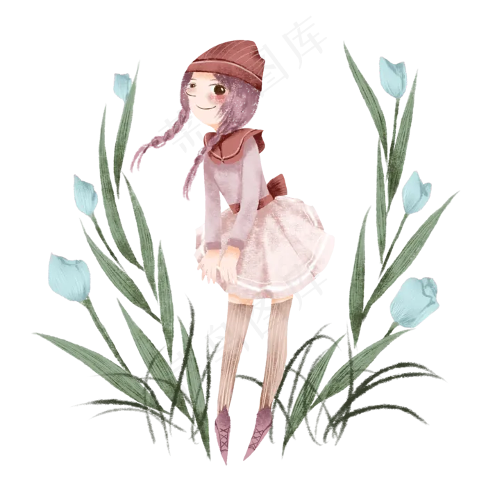 手绘春分绿植合集,免抠元素