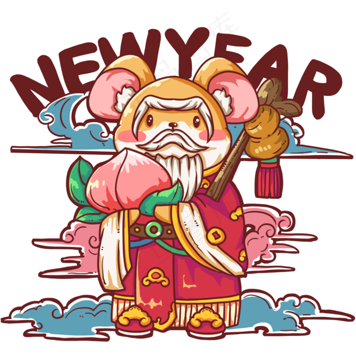 仓鼠形象寿星公,免抠元素