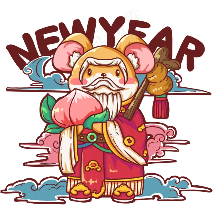 仓鼠形象寿星公,免抠元素(2000X2000(DPI:300))psd模版下载