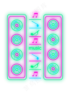 音乐霓虹广告灯管发光装饰,免抠元素 音乐霓虹广告灯管发光装饰,免抠元素