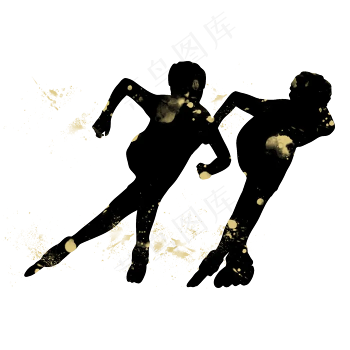 开学季轮滑社团招新剪影,免抠元素(2000X2000(DPI:300))psd模版下载