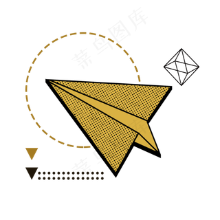 扁平波普风纸飞机PNG免抠素材