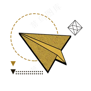 扁平波普风纸飞机PNG免抠素材