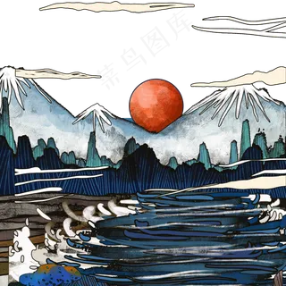 浮世绘风景手绘