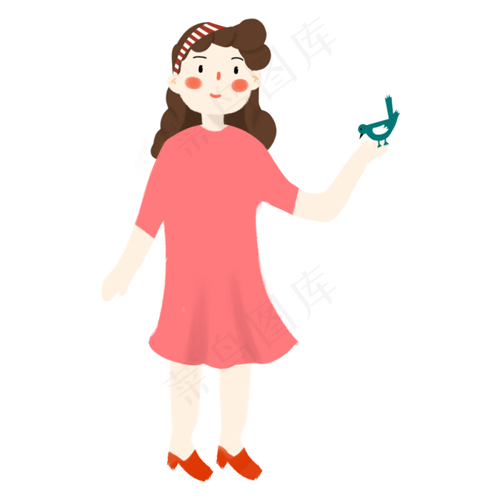 世界地球日爱护动物的女孩免抠图