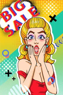 波普风促销的金发女郎
