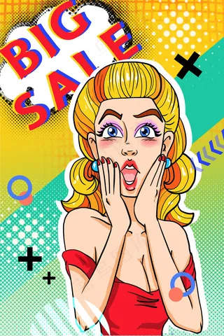 波普风促销的金发女郎
