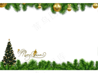 绿色圣诞节圣诞边框,免抠元素
