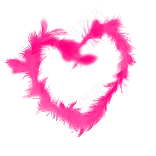玫瑰红色的羽毛组成的心