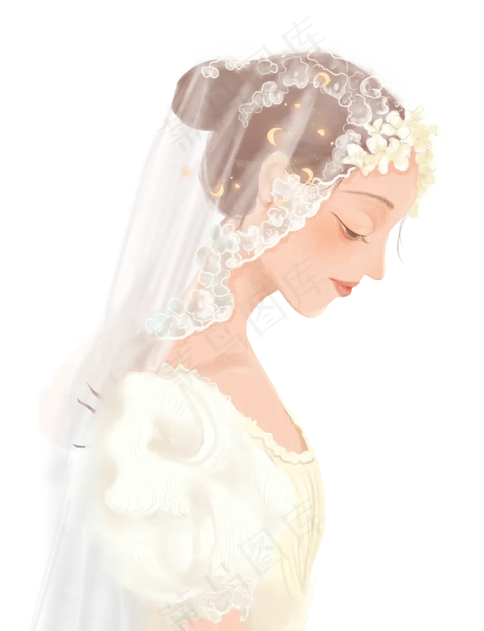 穿婚纱女孩(1474X1921(DPI:300))psd模版下载