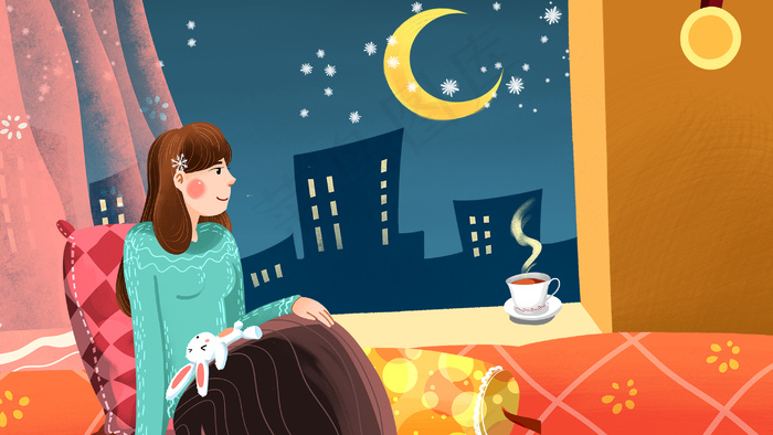 卡通手绘风立冬节气配图