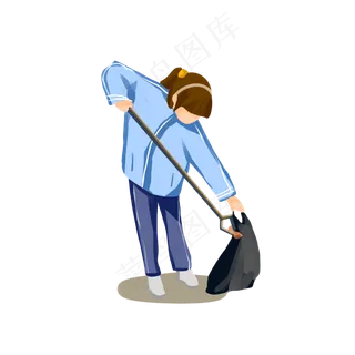 五一劳动节学生妹捡垃圾