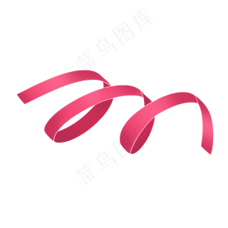 玫红色卷绕可爱卡通彩带,免抠元素