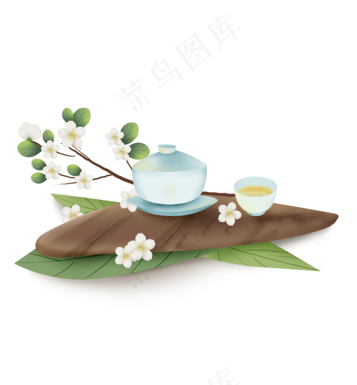 古风苹果花和茶艺,免抠元素(2000X2158(DPI:299))psd模版下载