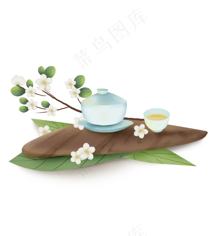 古风苹果花和茶艺,免抠元素(2000X2158(DPI:299))psd模版下载