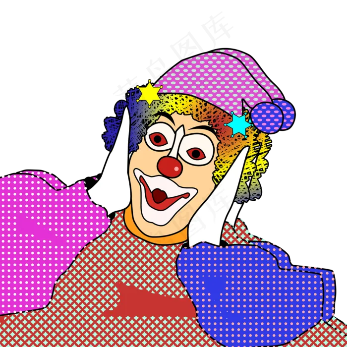 卡通马赛克小丑免抠图(2000*2000px 300 dpi )psd模版下载