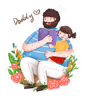 给女儿讲故事的父亲