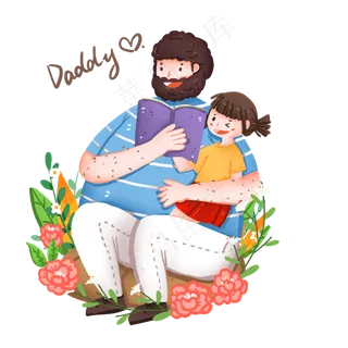 给女儿讲故事的父亲