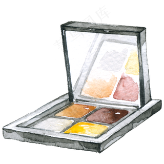 女生小清新水彩彩妆盒,免抠元素