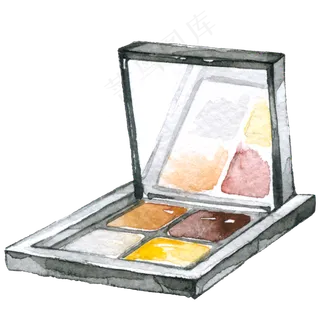 女生小清新水彩彩妆盒,免抠元素