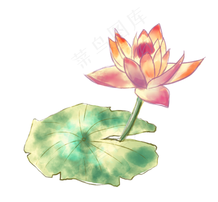 意境荷花中国画(2265X2100(DPI:300))psd模版下载