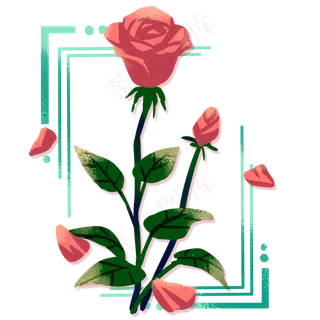 可商用手绘花卉玫瑰花浪漫清新装
