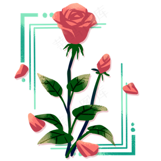 可商用手绘花卉玫瑰花浪漫清新装