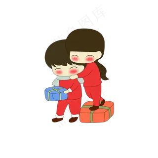 卡通情侣男孩女孩情人节