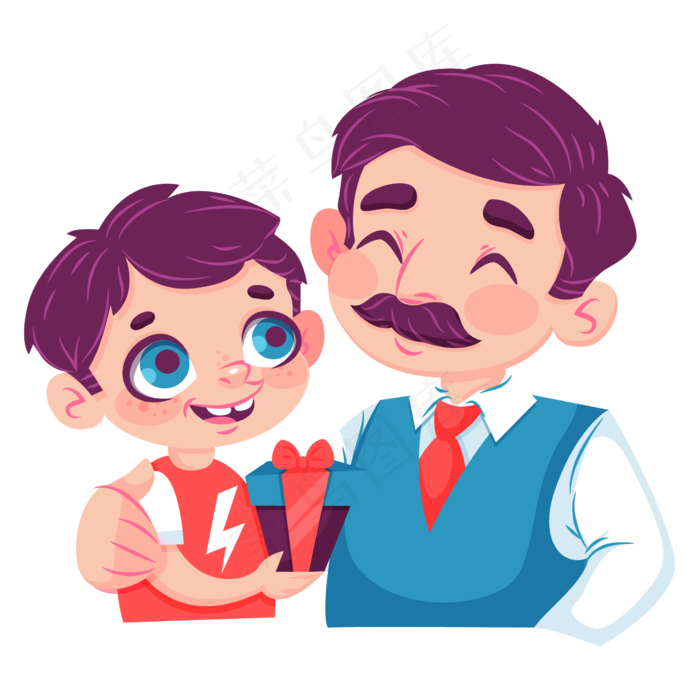 手绘微笑的父子矢量素材