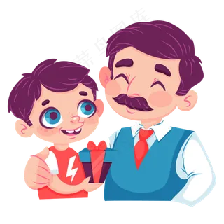 手绘微笑的父子矢量素材