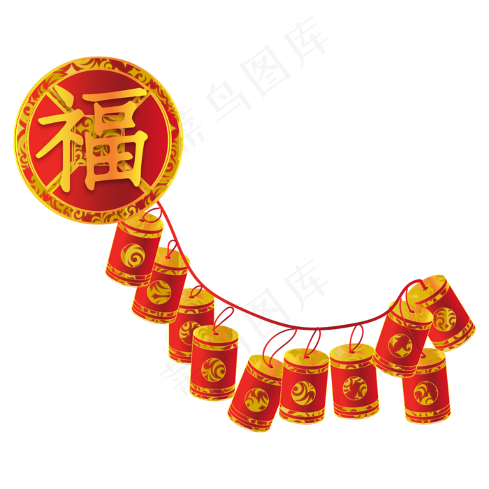 鼠年新年鞭炮装饰,免抠元素(2000*2000px 300 dpi )ai矢量模版下载
