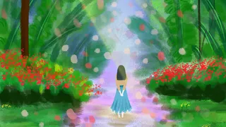 夏季时节微风吹拂花满落