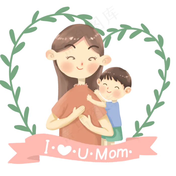 母亲节给妈妈捶肩卡通人物手绘(2000X2000(DPI:300))psd模版下载