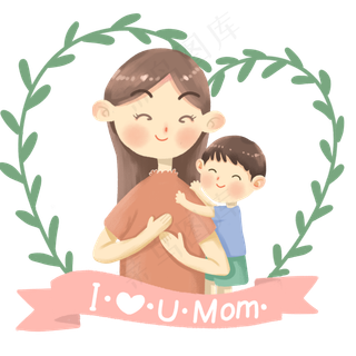 母亲节给妈妈捶肩卡通人物手绘