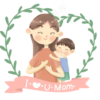 母亲节给妈妈捶肩卡通人物手绘