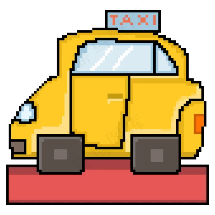 像素风格出租车(2000X2000(DPI:72))psd模版下载