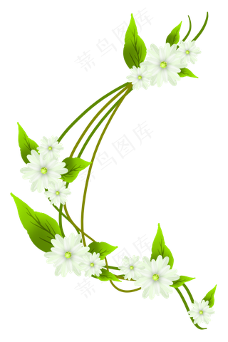 唯美白色花朵花藤,免抠元素